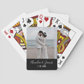 Couple's Wedding Engagement Photo Date Playing Cards