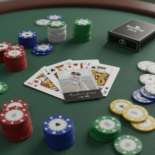 Couple's Wedding Engagement Photo Date Playing Cards