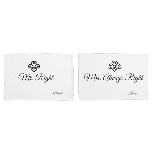 Couples Wedding Mr. Right & Mrs Always Right Pillowcase (Front-Set)