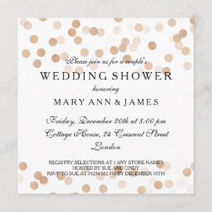 Couple's Wedding Shower Copper Foil Glitter Lights Invitation