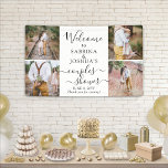 Couples Wedding Shower Elegant 4 Photo Welcome Banner<br><div class="desc">Welcome guests to a stylish couples bridal shower with an elegant custom 4 photo collage party banner. Pictures and all text are simple to personalise. (IMAGE PLACEMENT TIP: An easy way to centre a photo exactly how you want is to crop it before uploading to the Zazzle website.) The modern...</div>