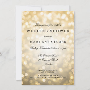 Couple's Wedding Shower Gold Glitter Lights Invitation