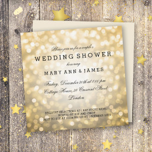 Couple's Wedding Shower Gold Glitter Lights Invitation