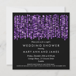 Couple's Wedding Shower Modern Purple Lights Invitation