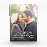 Couples Where It All Began Personalised Newly Photo Block<br><div class="desc">Every couple has a unique story about where it all began. This photo block with white text can be customised to any couple,  with their names,  the date of their anniversary (first date,  wedding,  engagement,  etc),  as well as a picture of the happy couple. A truly unique keepsake!</div>