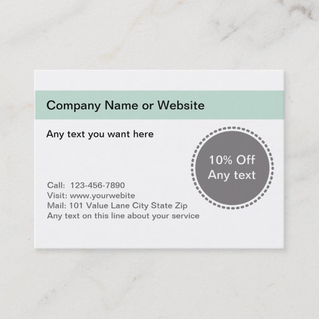 Coupon Business Cards (Front)