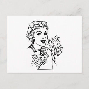 Coupon Money Lady - Add Your Text Postcard
