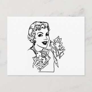 Coupon Money Lady - Add Your Text Postcard
