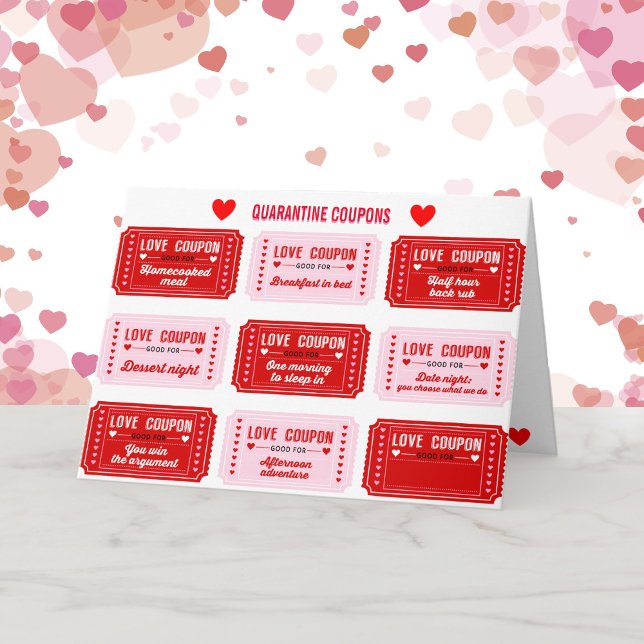 Coupons Happy Valentine's Day Playful Pink Red Card (Creator Uploaded)