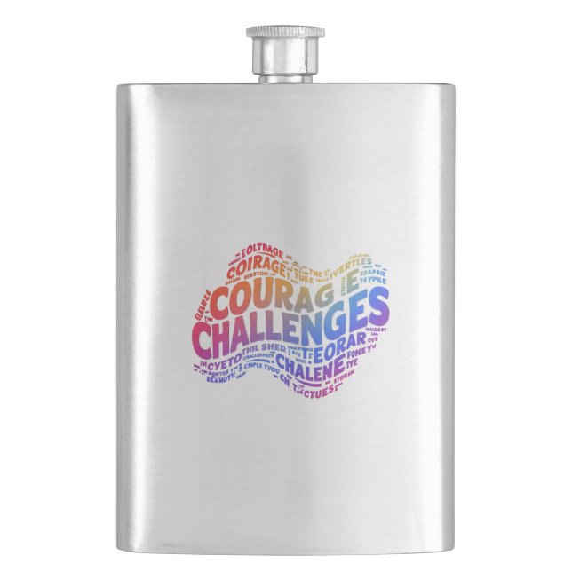 Courage Conquers Challenges. Hip Flask (Front)
