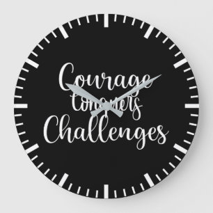 Courage Conquers - Gym Hustle Success Motivational Large Clock