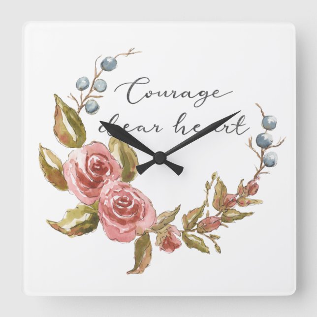 Courage dear heart square wall clock (Front)