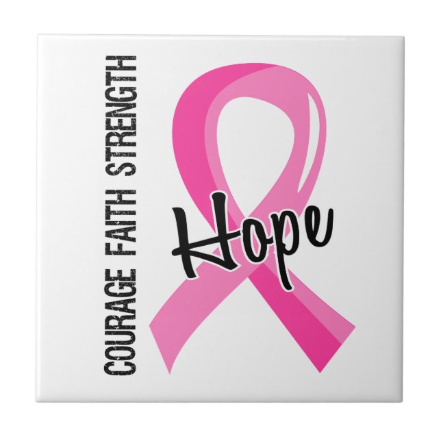 Courage Faith Hope 5 Breast Cancer Ceramic Tile (Front)