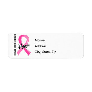 Courage Faith Hope 5 Breast Cancer Return Address Label