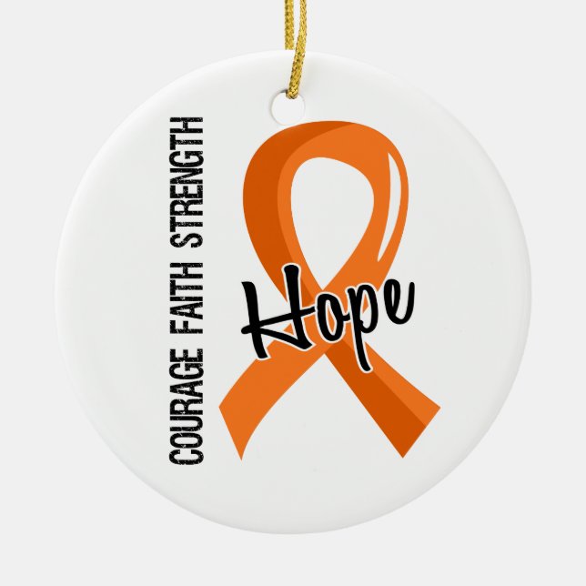 Courage Faith Hope 5 Multiple Sclerosis Ceramic Tree Decoration (Front)
