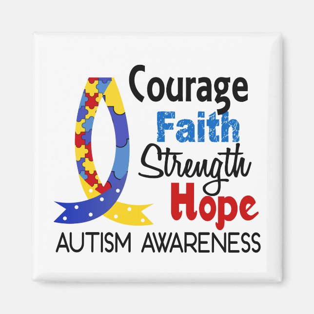 Courage Faith Strength Hope Autism Magnet (Front)