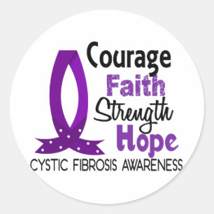 Courage Faith Strength Hope Cystic Fibrosis Classic Round Sticker