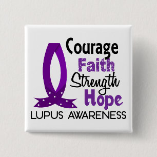 Courage Faith Strength Hope Lupus 15 Cm Square Badge