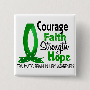 Courage Faith Strength Hope Traumatic Brain Injury 15 Cm Square Badge