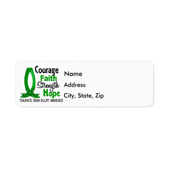 Courage Faith Strength Hope Traumatic Brain Injury Return Address Label