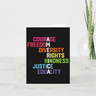 Courage Freedom Diversity Equality Justice Retro Card