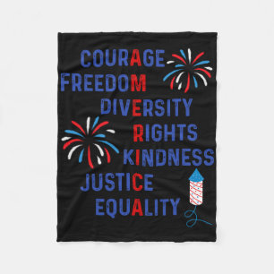 Courage Freedom Diversity Rights Kindness Justice  Fleece Blanket