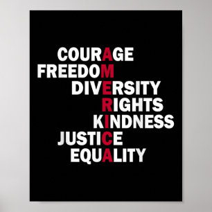 Courage Freedom Diversity Rights Kindness Justice Poster