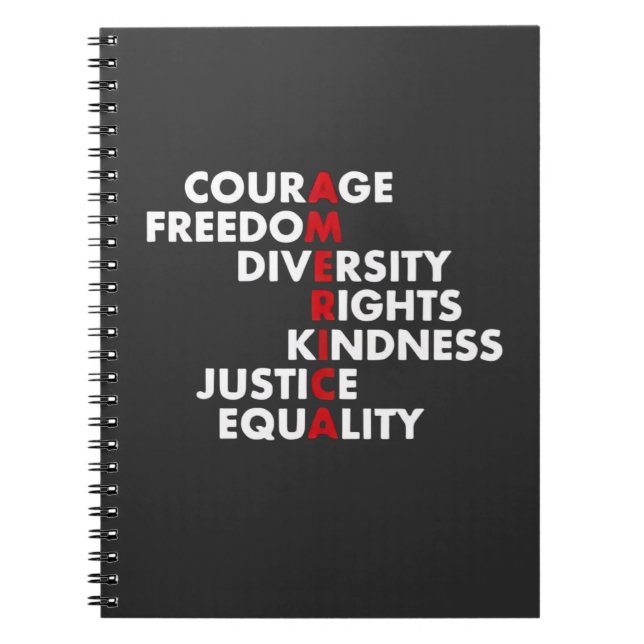 Courage  Freedom Diversity Rights Kindness Notebook (Front)