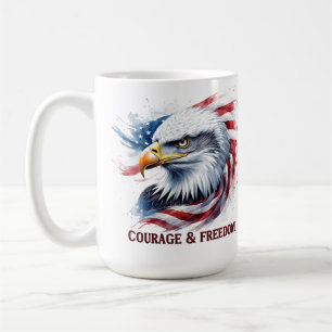 Courage & Freedom USA Flag Patriotic Gift Coffee Mug