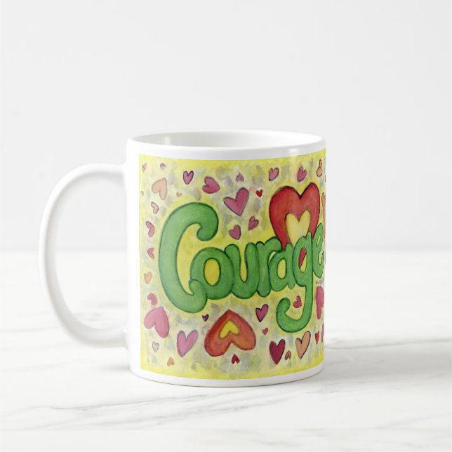 Courage Heart Word Art Custom Coffee Cup (Left)