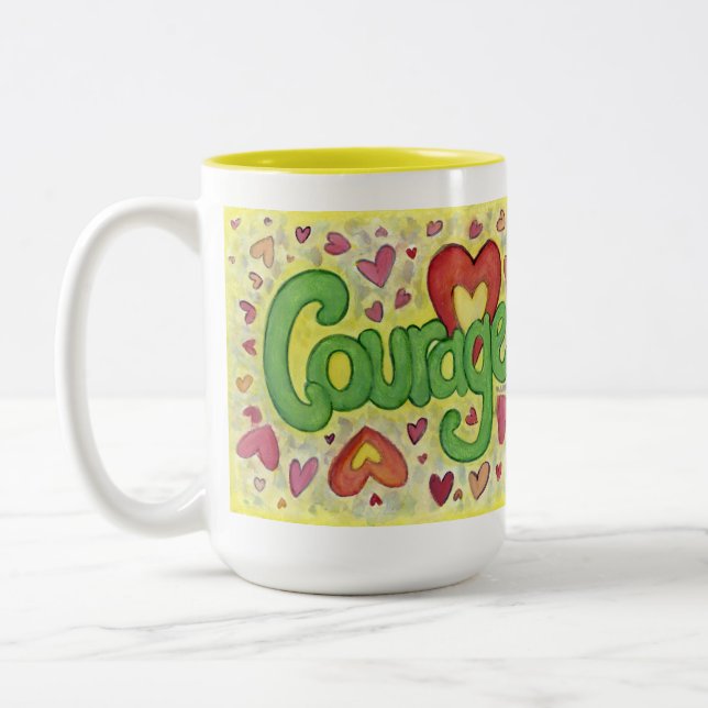 Courage Heart Word Art Custom Coffee Mug (Left)