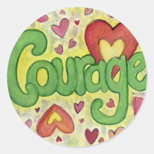 Courage Heart Word Art Motivational Sticker Decal