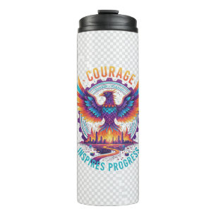 Courage Inspires Progress Phoenix Rebirth Graphic Thermal Tumbler