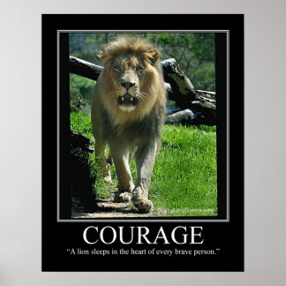 COURAGE Large Gloss Poster - Lion (Motivational)