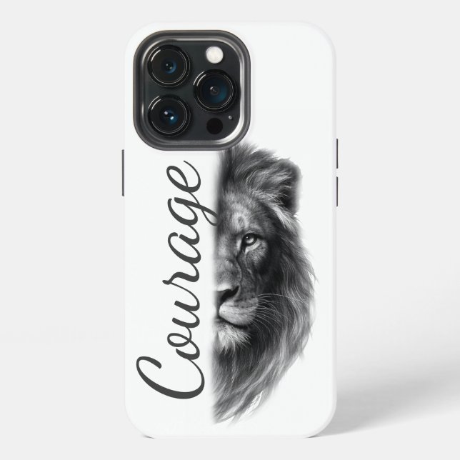Courage Lion Artistic Minimal- iPhone Case (Back)