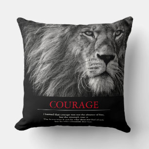 Courage Lion Motivational Inspirational Cushion