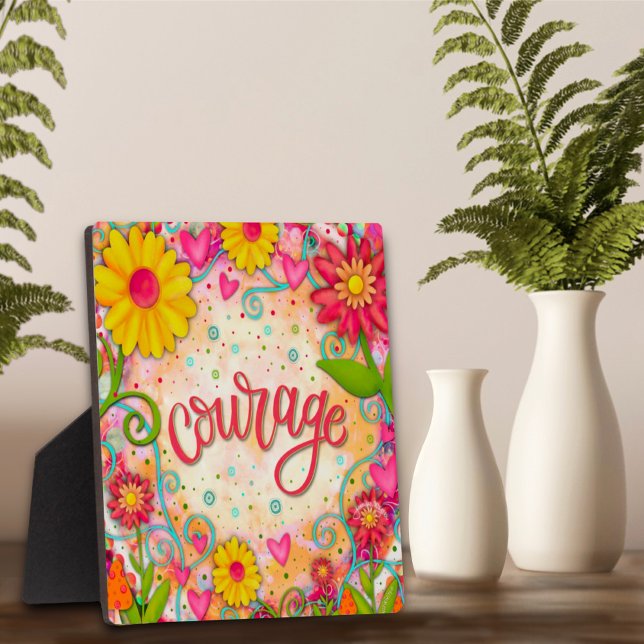  Courage Motivational Pretty Floral Inspirivity Plaque (Creator Uploaded)