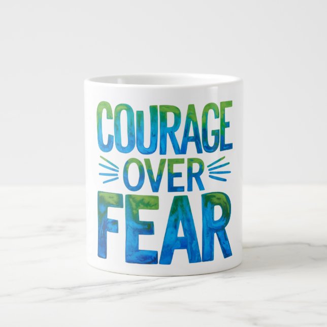 Courage over fear large coffee mug (Front)