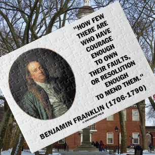 Courage Own Their Faults Resolution Franklin Quote Jigsaw Puzzle