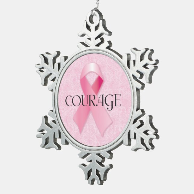 Courage Pink Ribbon Snowflake Ornament (Right)