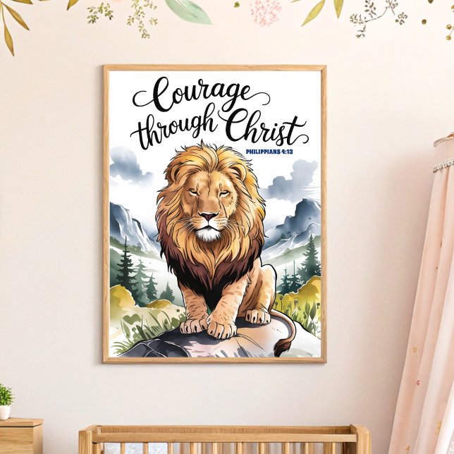 Courage Through Christ Christian Nursery Wall Art (Creator Uploaded)