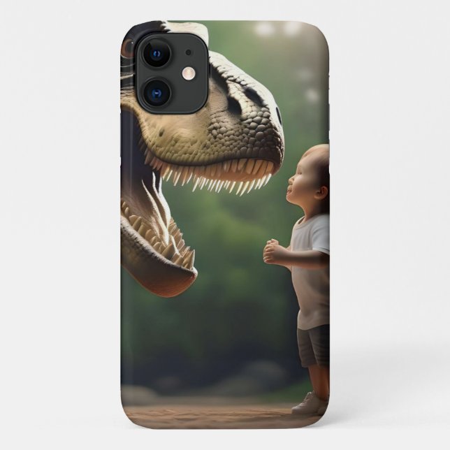 **"Courage Unleashed: A Small Boy Faces the T-Rex" Case-Mate iPhone Case (Back)