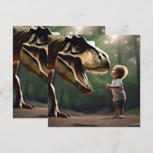**"Courage Unleashed: A Small Boy Faces the T-Rex" Save The Date