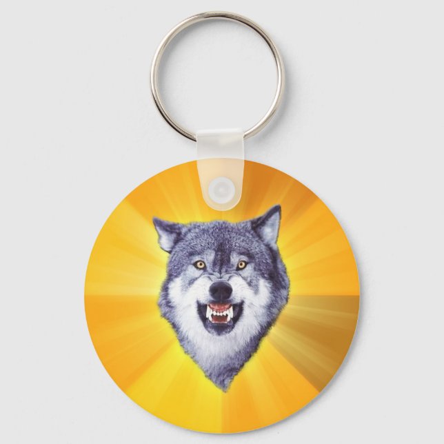 Courage Wolf Advice Animal Internet Meme Key Ring (Front)