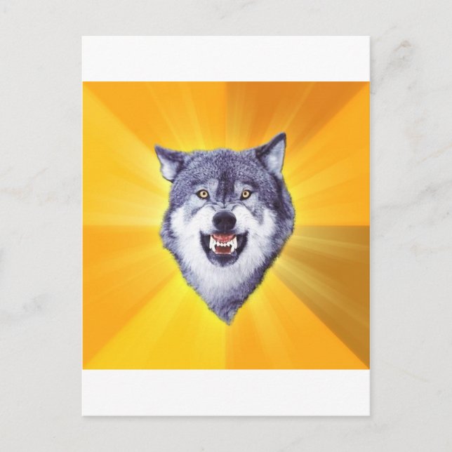 Courage Wolf Advice Animal Internet Meme Postcard (Front)