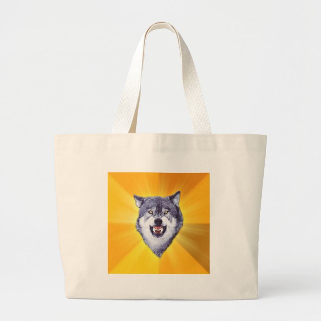 Courage Wolf Large Tote Bag (Front)