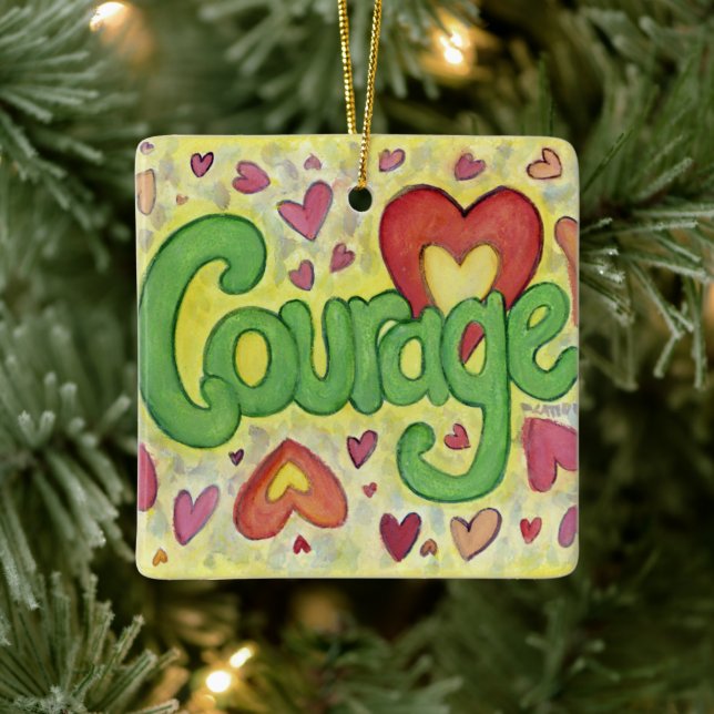 Courage Word Art Custom Holiday Gift Ornaments (Tree)