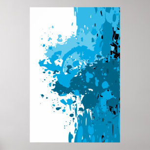 Courageous Abstract Splatter Blue & White Poster