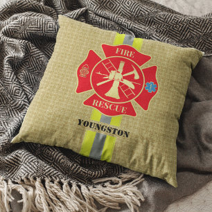 Courageous Firefighter Maltese Cross Design Cushion