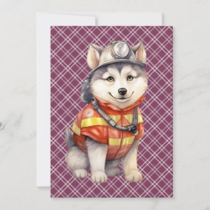 Courageous Firefighter Siberian Husky Dog Honourin Holiday Card
